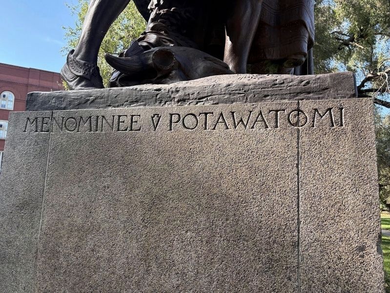 Menominee and Potawatomi named on the side of the sculpture image. Click for full size.