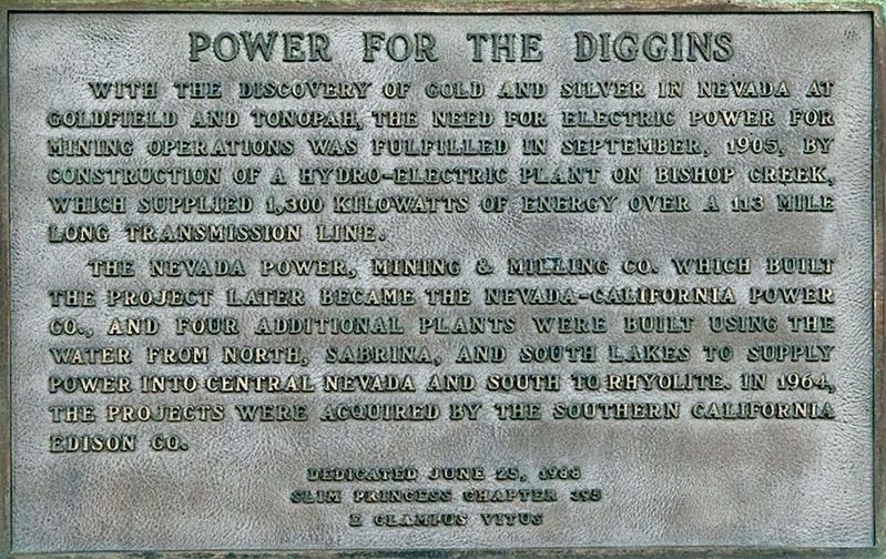 Power for the Diggins Marker. Click for full size. Power for the Diggins Marker image. Click for full size.