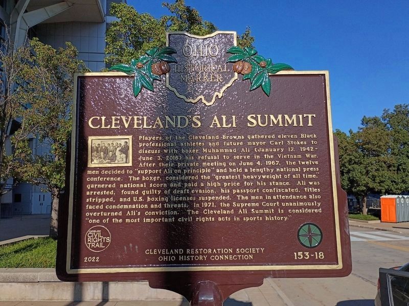 Cleveland's Ali Summit side of the marker. Click for full size. Cleveland's Ali Summit side of the marker image. Click for full size.