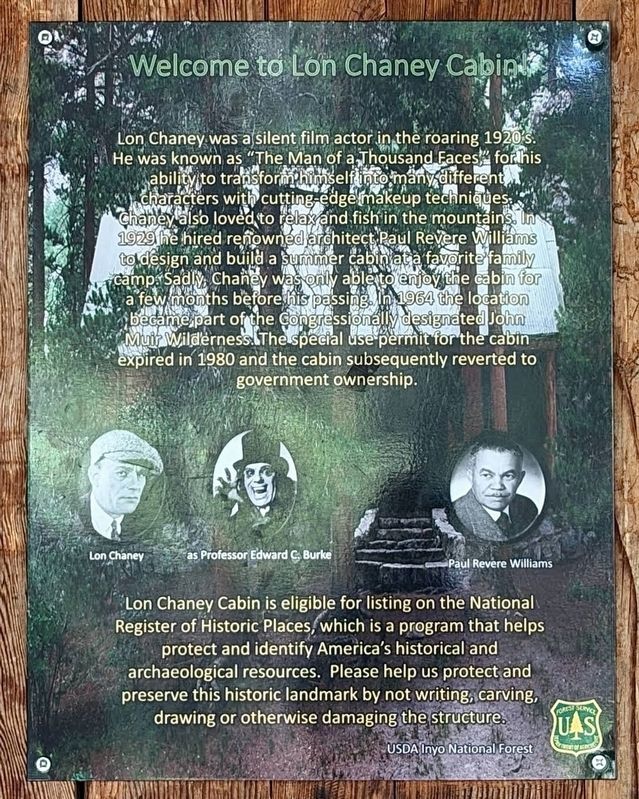Lon Chaney Cabin Marker. Click for full size. Lon Chaney Cabin Marker image. Click for full size.
