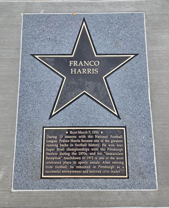 Franco Harris Marker. Click for full size. Franco Harris Marker image. Click for full size.