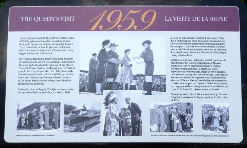 The Queen's Visit 1959 / La visite de la Reine 1959 Marker image. Click for full size.