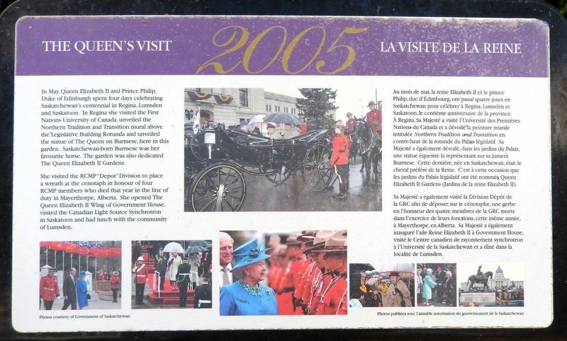 The Queen's Visit 2005 / La visite de la Reine 2005 Marker. Click for full size. The Queen's Visit 2005 / La visite de la Reine 2005 Marker image. Click for full size.