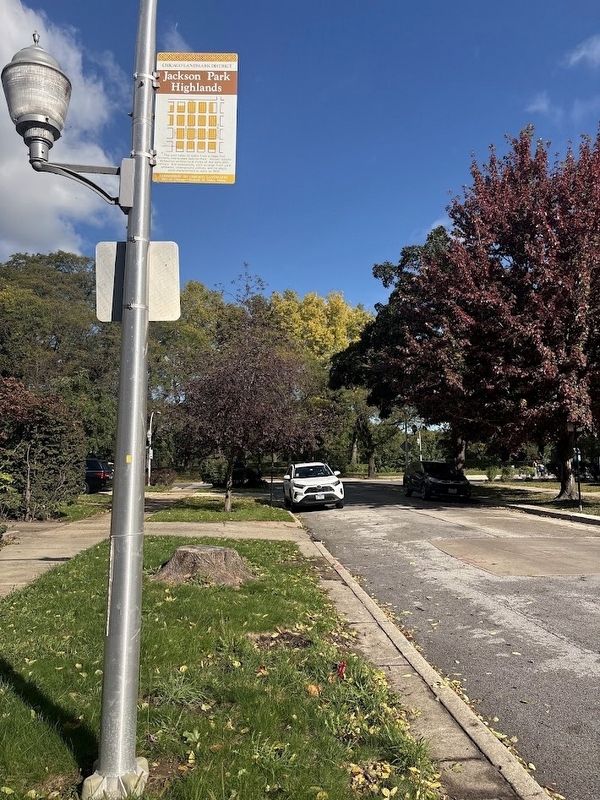 Jackson Park Highlands Marker, facing north image. Click for full size.