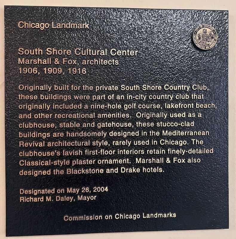 South Shore Cultural Center Marker image. Click for full size.
