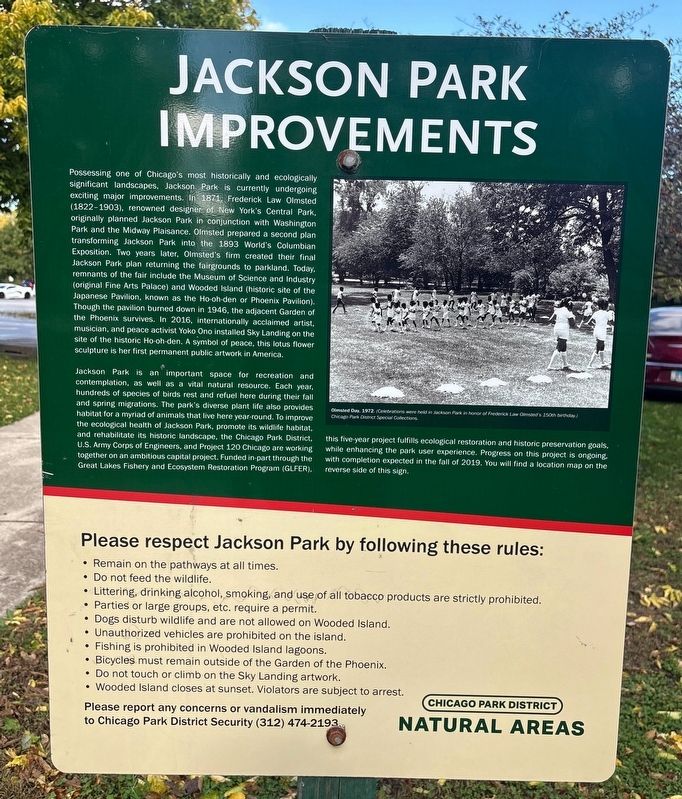 Jackson Park Improvements Marker image. Click for full size.
