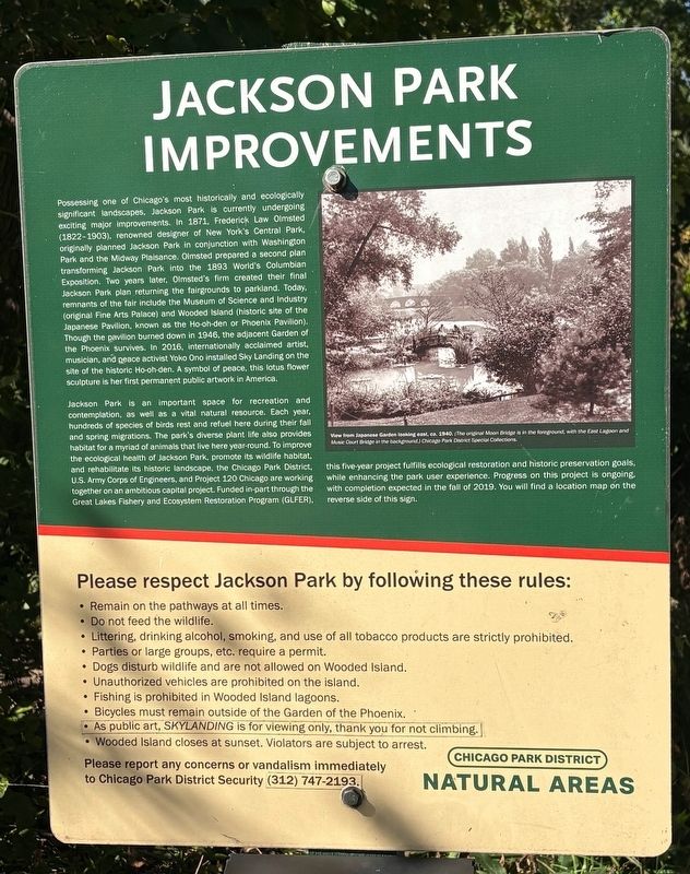 Jackson Park Improvements Marker image. Click for full size.