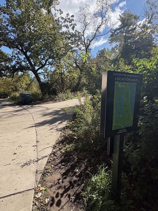 Rear view of Jackson Park Improvements Marker image. Click for full size.