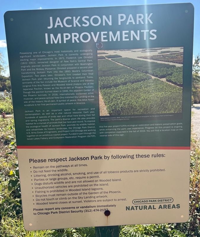 Jackson Park Improvements Marker image. Click for full size.