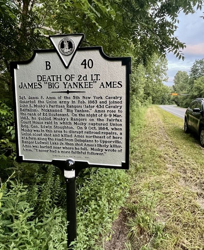 Death of 2d Lt. James �Big Yankee� Ames Marker image. Click for full size.